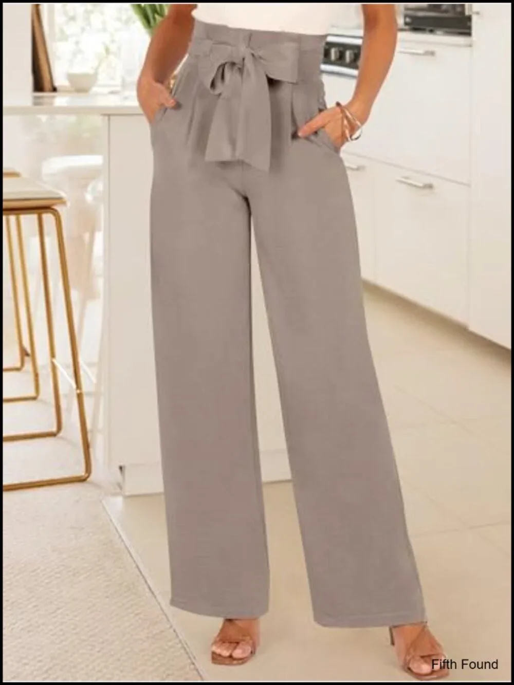 Wide Leg Pants with Belt, High Waist Business Casual Trousers, Lightweight